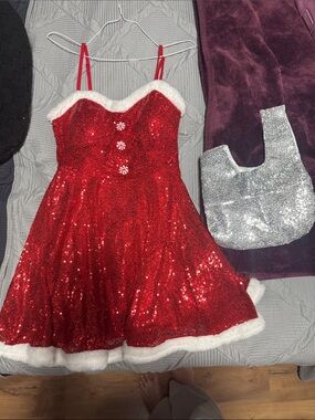 No Boundaries Red Sequin Holiday Mini Dress